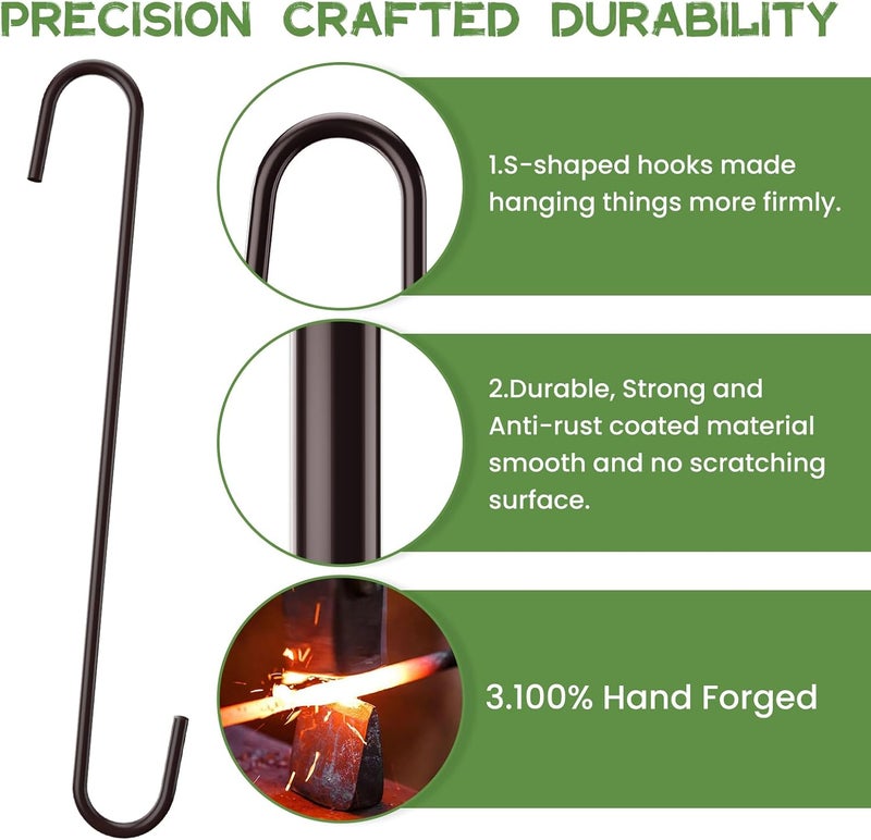 CMYK 6 Pack heavy duty s hooks,Brown strong metal big hooks for hanging plants or large items as potted plants,garden tools,bird cages,animal feeders - Image 5